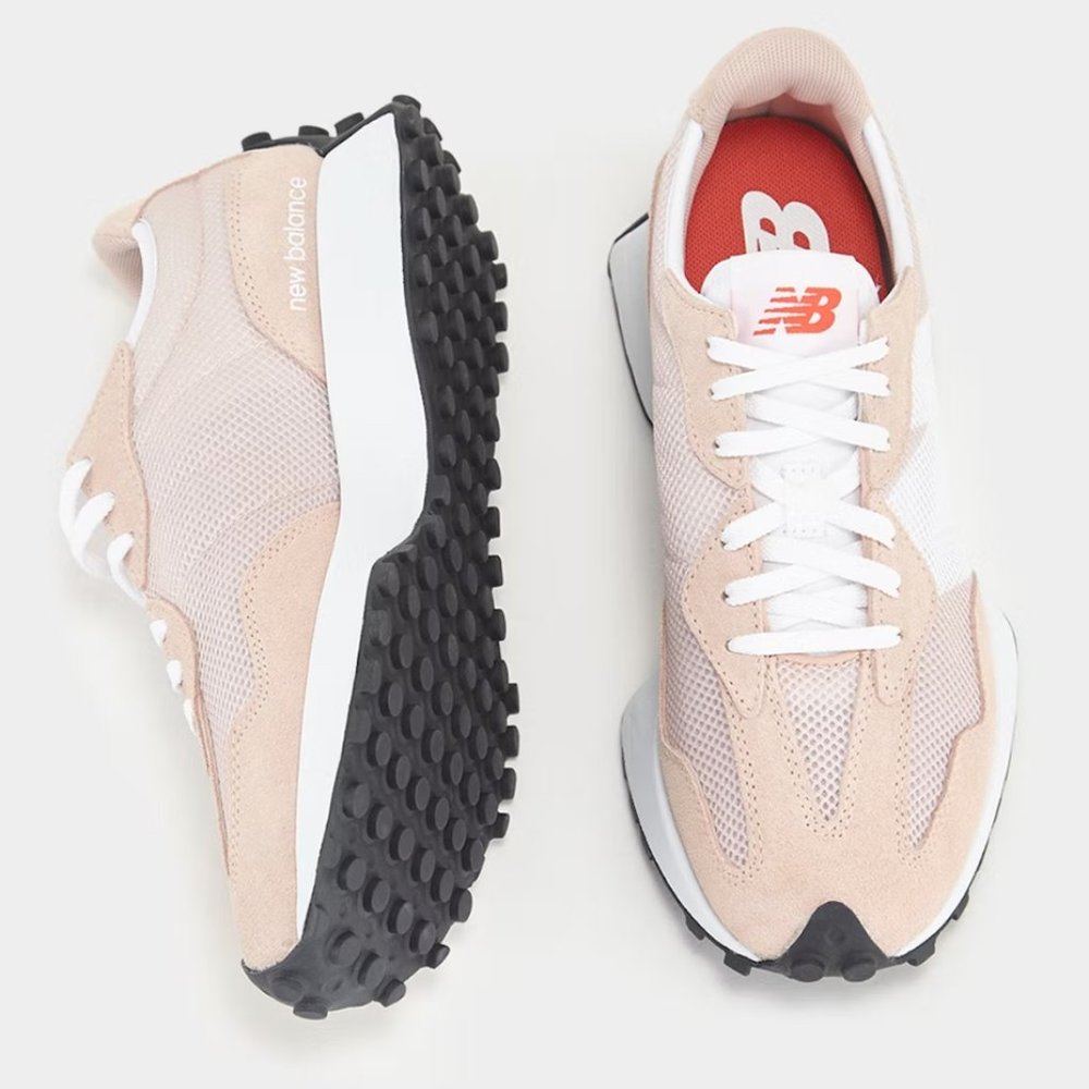 NEW BALANCE 327 Casual Women's Sneakers Shoes Powder Blush Rose White size 7 - Picture 3 of 12